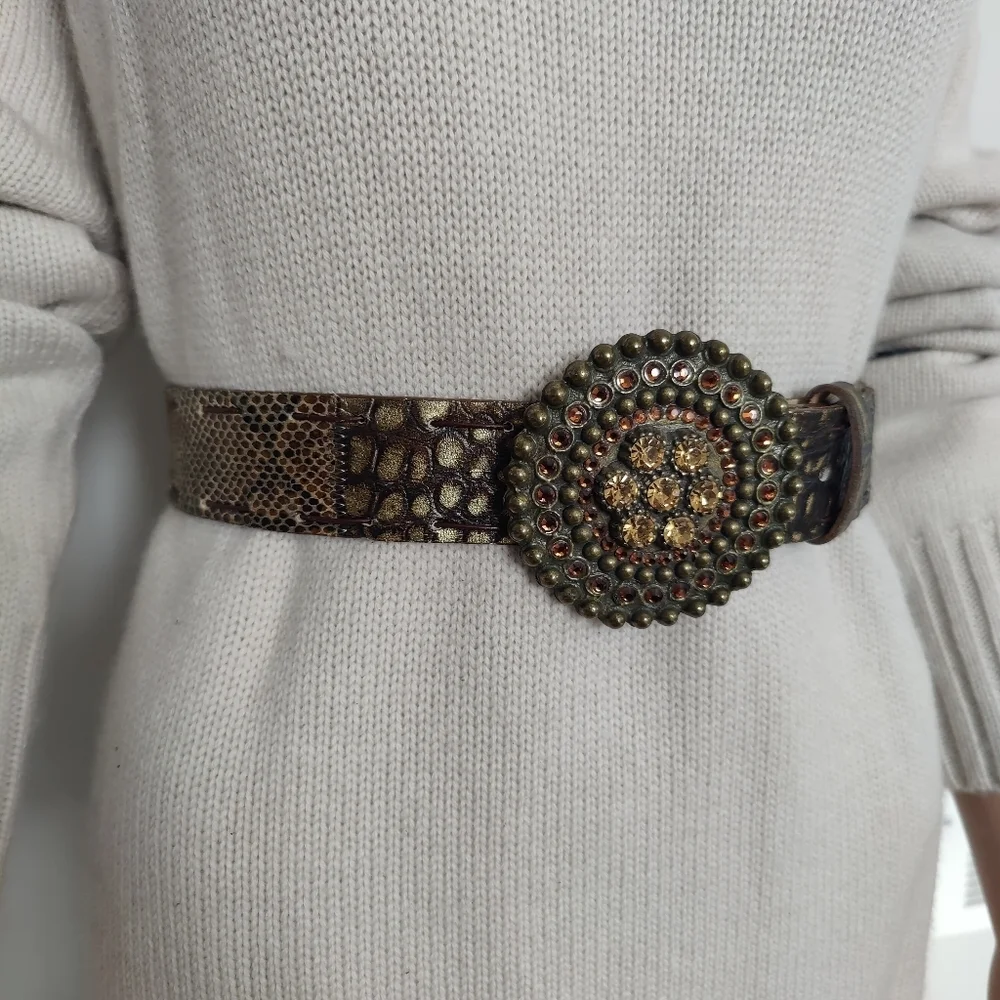 Leatherock Women's Leather Embossed Belt